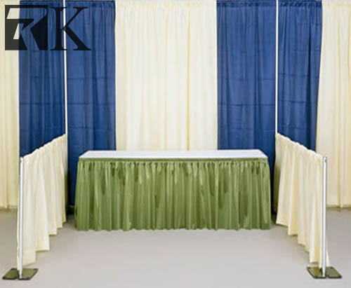 trade show booth with pipe and drape